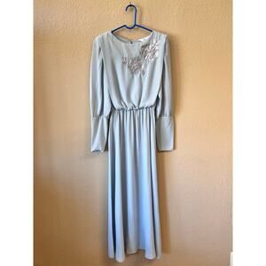 Vintage 1970's Alicia pwoder bluw long sleeve dress size 7/8